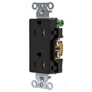 Image of DRS15BLKTR Straight Blade Devices, Receptacles, Tamper- Resistant Duplex, Decorator, Commercial/Industrial Grade, 15A 125V, 2- Pole 3-Wire Grounding, 5-15R