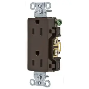 Image of DRS15 Straight Blade Devices, Receptacles, Duplex, Decorator, Commercial/Industrial Grade, 15A 125V, 2-Pole 3-Wire Grounding, 5-15R, Brown, Single Pack