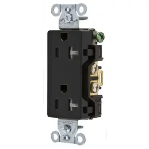 Image of DRS20BLKTR Straight Blade Devices, Receptacles, Tamper- Resistant Duplex, Decorator, Commercial/Industrial Grade, 20A 125V, 2- Pole 3-Wire Grounding, 5-20R