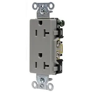 Image of DRS20GRY Straight Blade Devices, Receptacles, Duplex, Decorator, Commercial/Industrial Grade, 20A 125V, 2-Pole 3-Wire Grounding, 5-20R, Gray, Single Pack