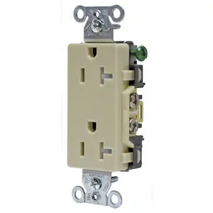 Image of DRS20ITR Straight Blade Devices, Receptacles, Tamper- Resistant Duplex, Decorator, Commercial/Industrial Grade, 20A 125V, 2- Pole 3-Wire Grounding, 5-20R