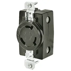 Image of FSL1FR Locking Devices, Industrial, Flush Receptacle, 30A 28VDC, 2-Pole 3-Wire Grounding, FSL1R, Screw Terminal, Black