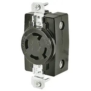 Image of FSL3FR Locking Devices, Industrial, Flush Receptacle, 30A 3-Phase 120V AC, 400Hz, 3-Pole 4-Wire Grounding, FSL3R, Screw Terminal, Black