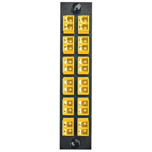 Ap101409 Fiber Optic Panel Adapter, 24-Fiber, 12 LC Duplex, Zircon Sleeves ...