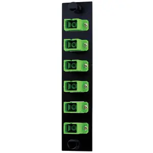 Image of FSPSCA6 FSP Adapter Panel, 6-Fiber, SC/APC Simplex, 6-Port, Loaded with 6 Adapters, Zircon Sleeves, Green