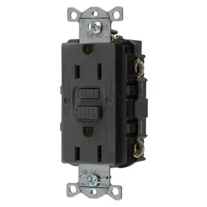 Image of GFRST15BKU Straight Blade Devices, Receptacle, GFCI, Commercial Grade, Self Test, 15A 125V, 2-Pole 3-Wire Grounding 5-15R, Black