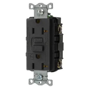 Image of GFRST20BKB Power Protection Products, GFCI Receptacle, Self Test, Commercial Grade, 20A 125V, 2-Pole 3-Wire Grounding, 5-20R, With Alarm, Black