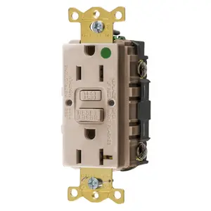 Image of GFST82AL Power Protection Products, GFCI Receptacles, Self Test, Hospital Grade, 15A 125V, 2-Pole 3-Wire Grounding, 5-15R, Almond