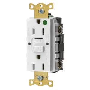 Image of GFST82W Power Protection Products, GFCI Receptacles, Self Test, Hospital Grade, 15A 125V, 2-Pole 3-Wire Grounding, 5-15R, White