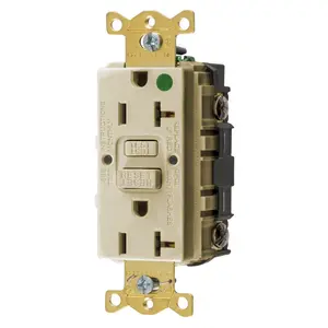 Image of GFST83I Power Protection Products, GFCI Receptacles, Self Test, Hospital Grade, 20A 125V, 2-Pole 3-Wire Grounding, 5-20R, Ivory