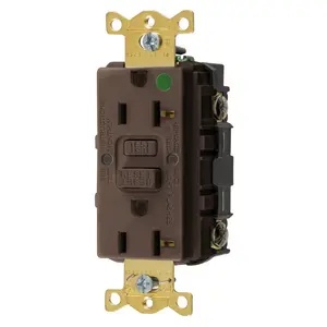 Image of GFST83 Power Protection Products, GFCI Receptacles, Self Test, Hospital Grade, 20A 125V, 2-Pole 3-Wire Grounding, 5-20R, Brown