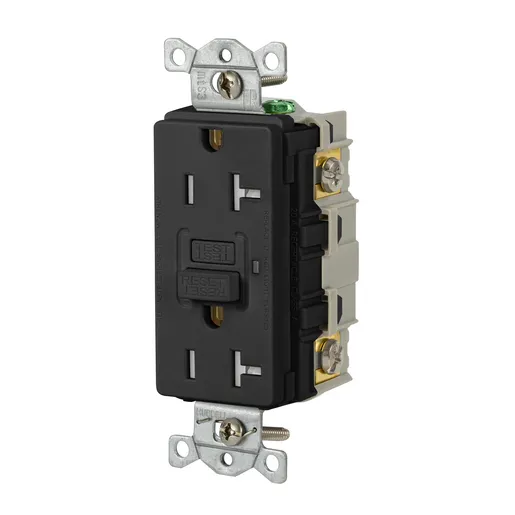 Image of GFRTR20BLK Power Protection Devices, Receptacle, Self Test, GFCI, TR, Commercial Grade, 20A 125V, 2-Pole 3-Wire Grounding, 5- 20R, Black