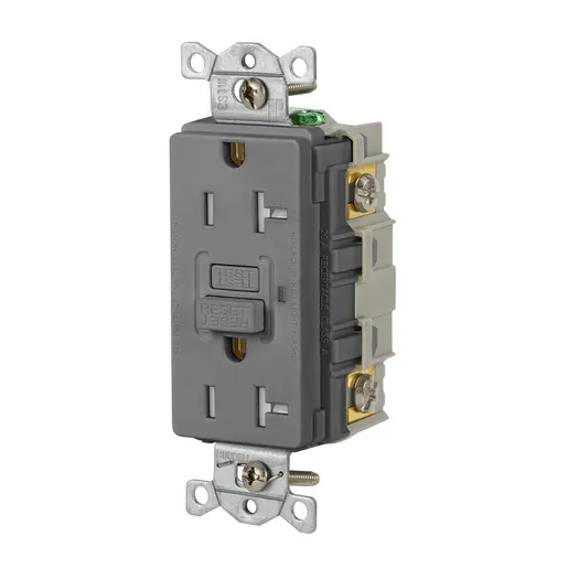 Image of GFRTR20GRY Power Protection Devices, Receptacle, Self Test, GFCI, TR, Commercial Grade, 20A 125V, 2-Pole 3-Wire Grounding, 5- 20R, Gray