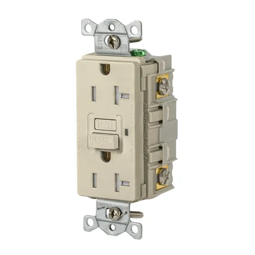 Image of GFRTR20I Power Protection Devices, Receptacle, Self Test, GFCI, TR, Commercial Grade, 20A 125V, 2-Pole 3-Wire Grounding, 5- 20R, Ivory