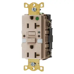 Image of GFST83ALTRNL Receptacle, 20A, Com, HG, Self Test, Tamper Resistant, Nightlight, GF, Almond