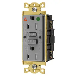 Image of GFST82GYIG Power Protection Products, GFCI Receptacles, Self Test, IG, Tamper and Weather Resistant, Hospital Grade, 15A 125V, 2-Pole 3-Wire Grounding, 5-15R