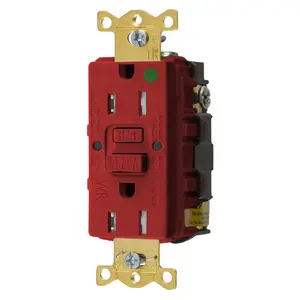 Image of GFST82RTR Power Protection Products, GFCI Receptacles, Self Test, Tamper and Weather Restant, Hospital Grade, 15A 125V, 2-Pole 3- Wire Grounding, 5-15R, Red