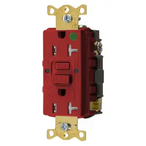 Image of GFST83RTR Power Protection Products, GFCI Receptacles, Self Test, Tamper and Weather Resistant, Hospital Grade, 20A 125V, 2-Pole 3- Wire Grounding, 5-20R, Red