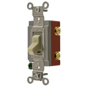 Image of HBL1221I Extra Heavy Duty Industrial Grade, Toggle Switches, General Purpose AC, Single Pole, 20A 120/277V AC, Back and Side Wired Toggle