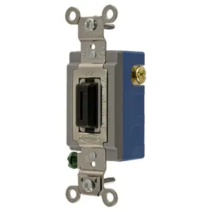 Image of HBL1556L Industrial Grade, Locking Switches, General Purpose AC, Momentary Single Pole Double Throw Center Off, 15A 120/277V AC Black Key Guide