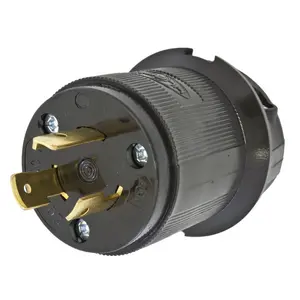 Image of HBL2321BK Locking Devices, Twist-Lock®, Insulgrip® Plug, 20A 250V AC, 2-Pole 3-Wire Grounding, NEMA L6-20P, Black nylon