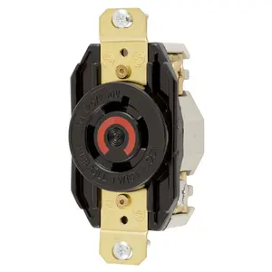 Image of HBL2410 Locking Devices, Twist-Lock®, Industrial, Flush Receptacle, 20A 125/250V, 3-Pole 4-Wire Grounding, L14-20R, Screw Terminal, Black