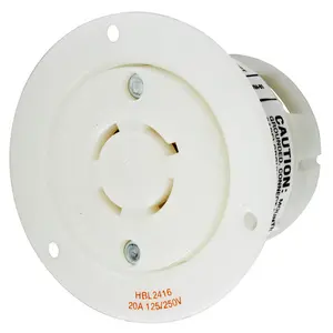 Image of HBL2416 Locking Devices, Twist-Lock®, Industrial, Flanged Receptacle, 20A 125/250V, 3-Pole 4-Wire Grounding, L14-20R, Screw Terminal, White