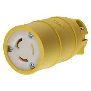 Image of HBL2547 Dispositivos de bloqueo, Twist-Lock®, conector Elastogrip®, 15A, 125V, 2 polos, 3 hilos con toma de tierra, NEMA L5-15R, elastómero amarillo