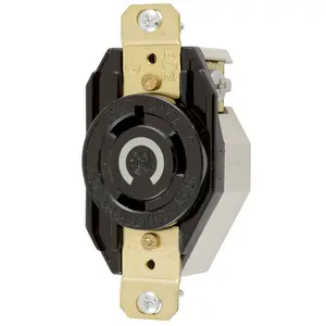 Image of HBL2630 Locking Devices, Twist-Lock®, Industrial, Flush Receptacle, 30A 277V AC, 2-Pole 3-Wire Grounding, L7-30R, Screw Terminal, Black