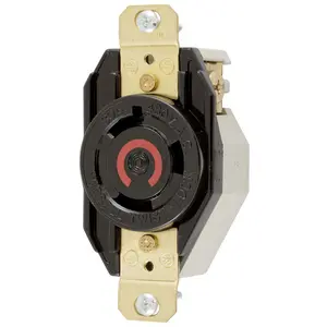 Image of HBL2640 Locking Devices, Twist-Lock®, Industrial, Flush Receptacle, 30A 480V AC, 2-Pole 3-Wire Grounding, L8-30R, Screw Terminal, Black