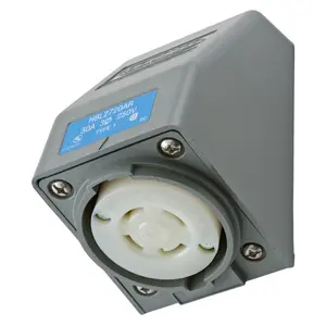 Image of HBL2720AR Dispositivos de bloqueo, Twist-Lock®, Cubierta de seguridad, Receptáculo acodado, 30A trifásico delta 250V CA, 3 polos 4 hilos con conexión a tierra