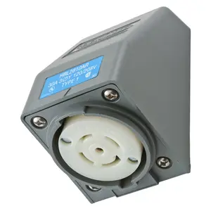 Image of HBL2810AR Locking Devices, Twist-Lock®, Safety-Shroud® Receptacle, 30A, 3 Phase Y 120/208V AC, 4 Pole, 5 Wire Grounding, NEMA L21-30R