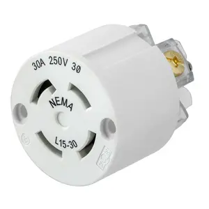 Image of BRY29W75IN Locking Devices, Elastomeric, Female Connector Body Interior, 30A 3-Phase Delta 250V AC, 3-Pole 4-Wire Grounding, L15- 30R, Screw Terminal