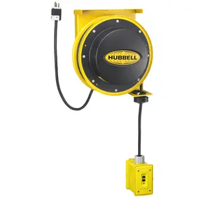 Image of BRY45123GF20 Cord and Cable Reels, Industrial Cord Reel, With 20A GFCI Module, 45' 12/3, Yellow