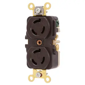 Image of HBL4550 Locking Devices, Twist-Lock®, Industrial, Duplex Receptacle, 15A 250V, 2-Pole 3-Wire Grounding, L6-15R, Screw Terminal, Black