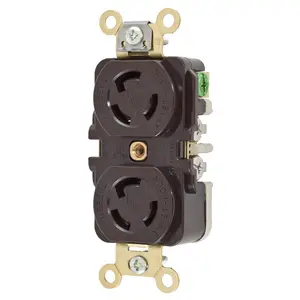 Image of HBL4700 Locking Devices, Twist-Lock®, Industrial, Duplex Receptacle, 15A 125V, 2-Pole 3-Wire Grounding, L5-15R, Screw Terminal, Brown