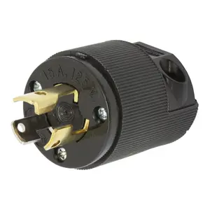 Image of HBL4720CBK Locking Devices, Twist-Lock®, Industrial, Male Plug, 15A 125V, 2-Pole 3-Wire Grounding, L5-15P, Screw Terminal, Black