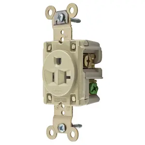 Image of HBL5361I Straight Blade Devices, Receptacles, Single, Industrial Grade, 2-Pole 3-Wire Grounding, 20A 125V, 5-20R, Ivory, Single Pack