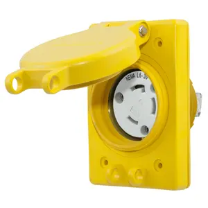 Image of BRY69W48 Watertight Series, Locking Receptacle, 30A 250V, 2-Pole 3-Wire Grounding, NEMA L6-30R, Yellow