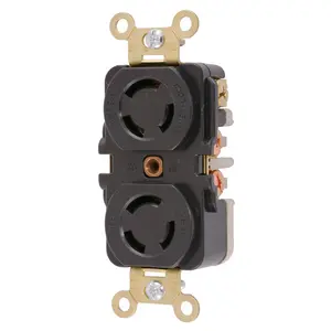 Image of HBL7580 Locking Devices, Twist-Lock®, Industrial, Duplex Receptacle, 10A 250/15A 125V, 2-Pole 3-Wire Grounding, Non-NEMA, Screw Terminal, Black