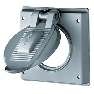 Image of HBL7777A Wallplates and Boxes, Weatherproof Covers, 2-Gang, 1) 2.44" Opening, Standard Size, Gray Polycarbonate