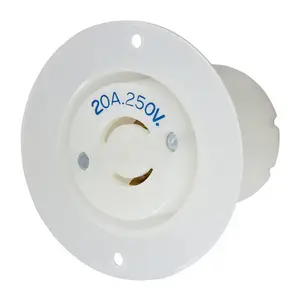 Image of HBL8809C Locking Devices, Twist-Lock®, Industrial, Flanged Receptacle, 20A 250V, 2-Pole 2-Wire Non Grounding, L2-20R, Screw Terminal, White