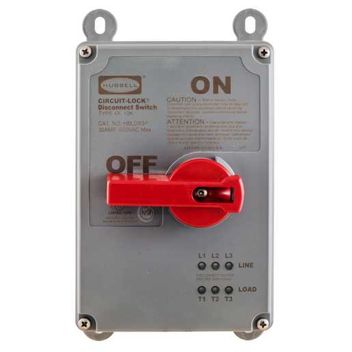 Disconnect Switches, 30A 600V AC, 3Pole, Unfused, NEMA 4X Enclosure