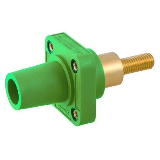 Image of HBLFRSCEGN Heavy Duty Products, Single Pole Devices, Industrial Grade, Female Receptacle, 300/400A 600V AC/DC, SingleConductor, Extra Long Stud, Green