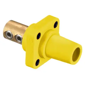 Image of HBLFRY Heavy Duty Products, Single Pole Devices, Industrial Grade, Female Receptacle, 300/400A 600V AC/DC, Single Conductor, Set Screw, Yellow