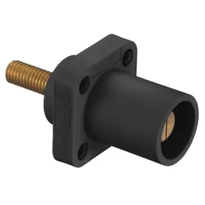 Image of HBLMRSBK Heavy Duty Products, Single Pole Devices, Industrial Grade, Male, Receptacle, 300/400A 600V AC/DC, Single Conductor, Threaded Stud, Black