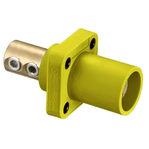 Image of HBLMRY Heavy Duty Products, Single Pole Devices, Industrial Grade, Male Receptacle, 300/400A 600V AC/DC, Single Conductor, Set Screw, Yellow