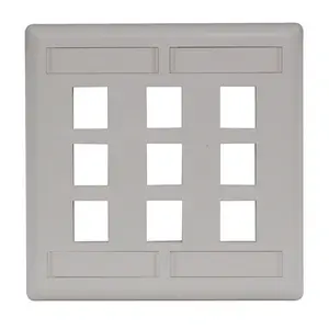 Image of IFP29OW Single-Gang Keystone Wallplate, 9-Port, Light Almond/Office White