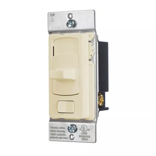 Lighting Controls Residential Slide Dimmer Switch, 200W LED/CFL, 600W  Incandescent 1.5A - Single Pole, Three Way, 120VAC, Ivory