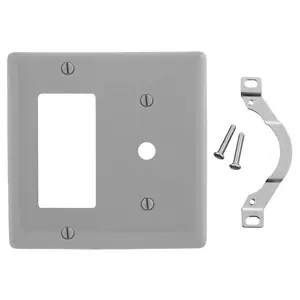 Image of NP1226GY Wallplates, Nylon, 2-Gang, 1) Decorator, 1) .406" Opening, Gray